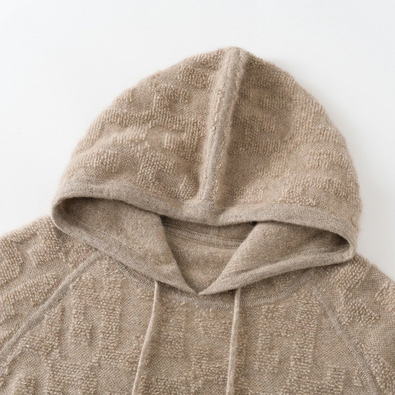 Oatmeal Textured Cashmere Hoodie