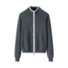 Women’s Dark Gray Cashmere Zip Cardigan, 100% premium cashmere.