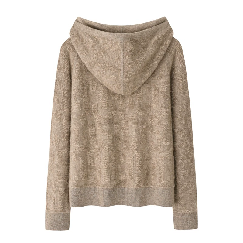 Oatmeal Textured Cashmere Hoodie