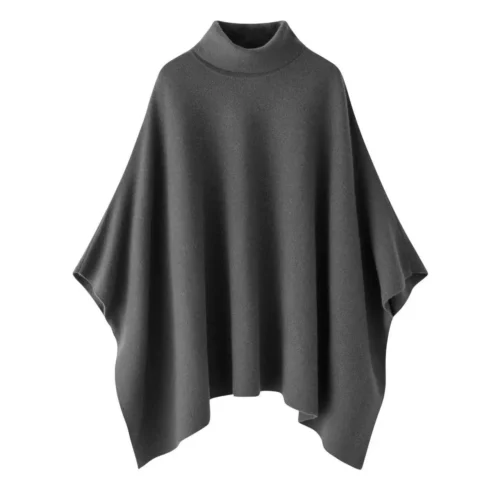 100% Premium Cashmere Dark Grey Poncho. Super soft, warm, and of high quality