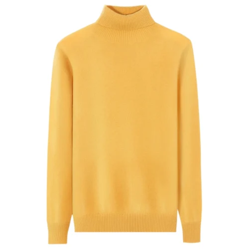 Yellow Premium Cashmere Turtleneck, 100% premium cashmere