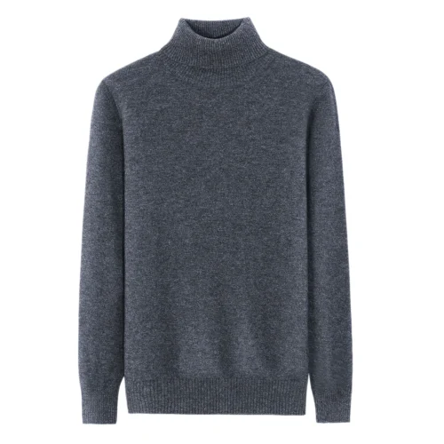 Dark Grey Premium Cashmere Turtleneck, 100% premium cashmere