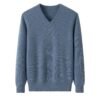 Men’s Blue Pure Cashmere V-Neck. Luxuriously Soft, Breathable, and Perfect for Every Season