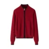 Women’s Red Cashmere Zip Cardigan, 100% premium cashmere.