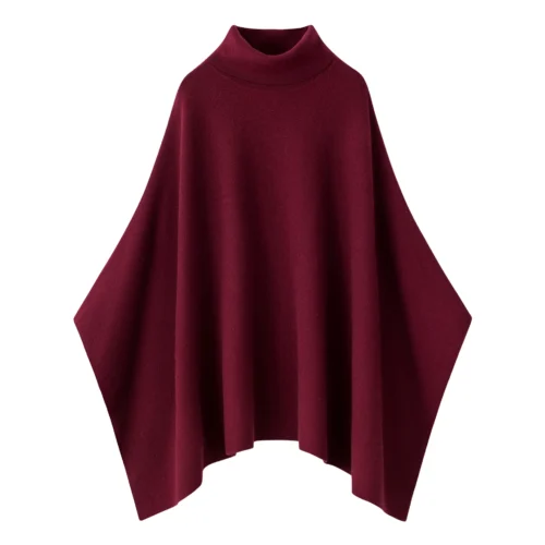100% Premium Cashmere Burgundy Poncho, Soft, Luxurious, and High-Quality Cashmere Poncho, Perfect for All Seasons