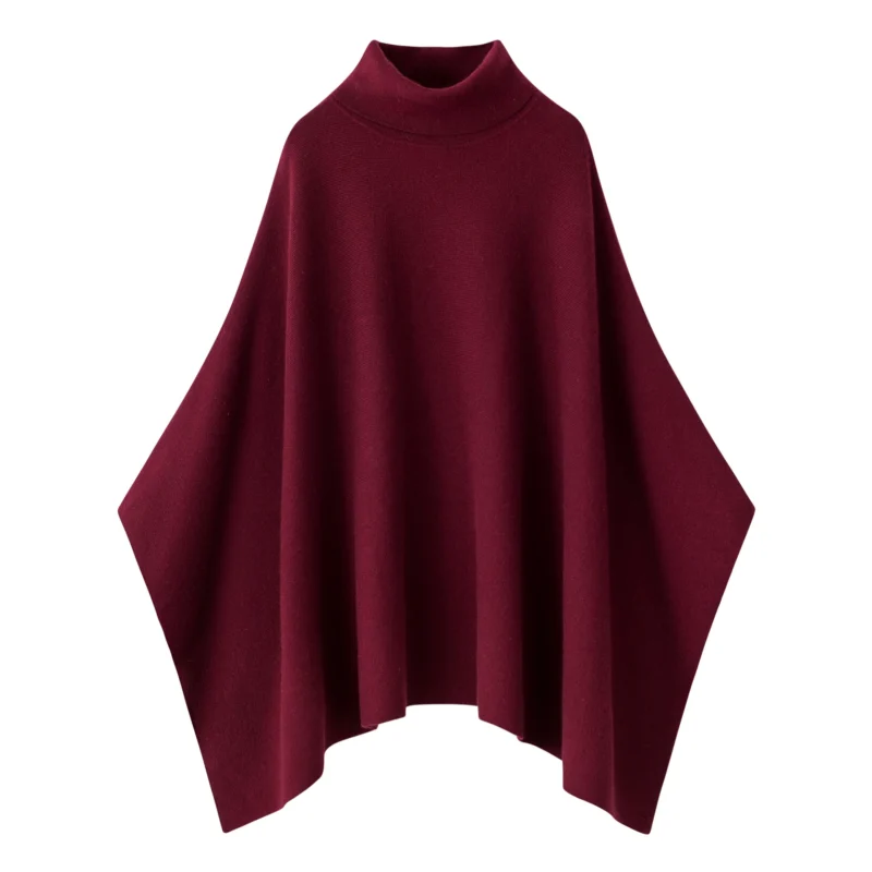100% Premium Cashmere Burgundy Poncho, Soft, Luxurious, and High-Quality Cashmere Poncho, Perfect for All Seasons