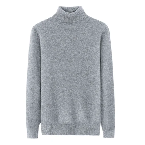 Light Grey Premium Cashmere Turtleneck, 100% premium cashmere