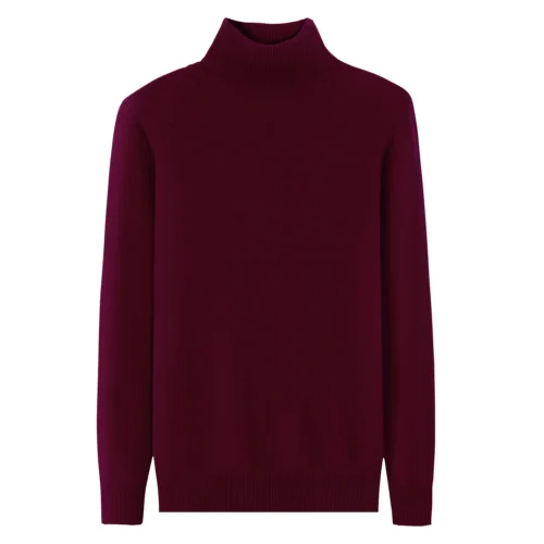 Claret Premium Cashmere Turtleneck, 100% premium cashmere