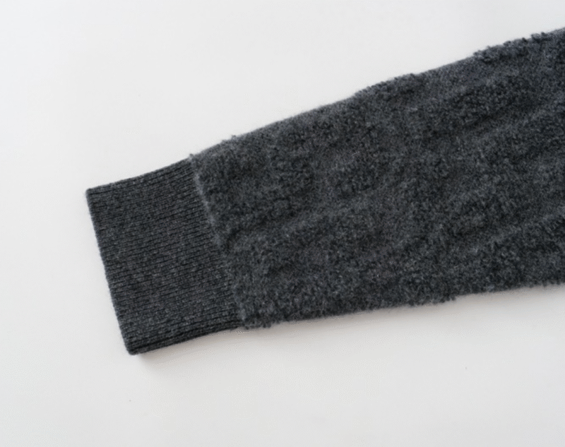 Charcoal Grey Textured Cashmere Hoodie