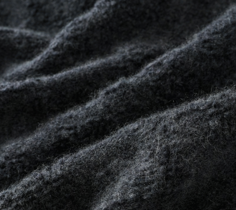 Charcoal Grey Textured Cashmere Hoodie