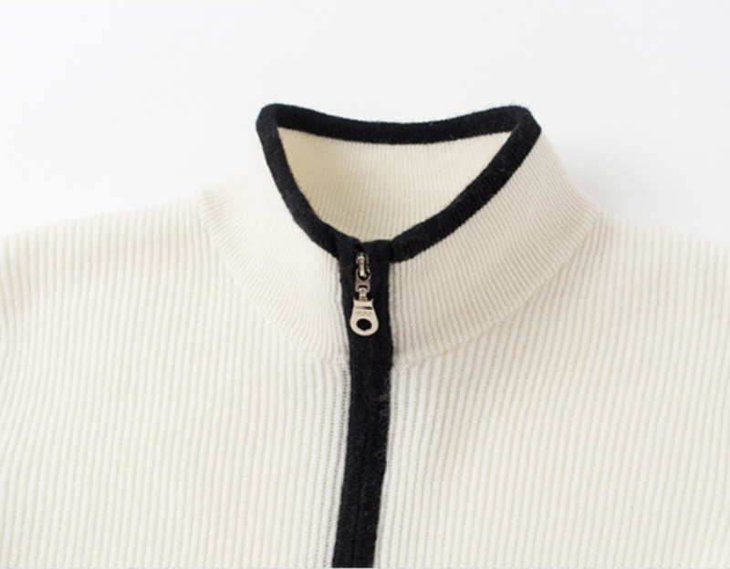 Women’s White Cashmere Zip Cardigan