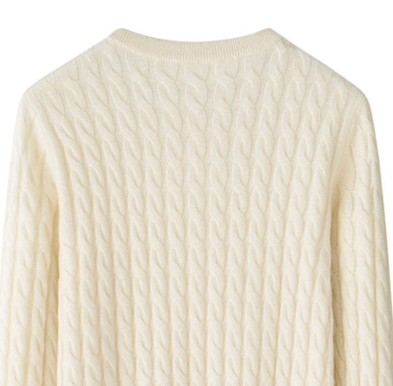 Women’s White Cable-Knit Cashmere Sweater
