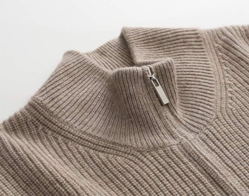 Men’s Camel Premium Cashmere Full-Zip Cardigan