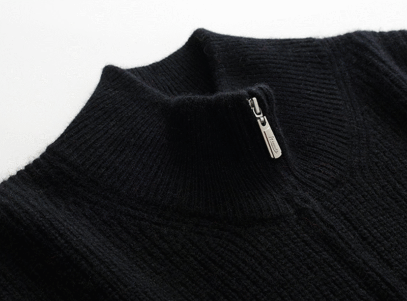 Men’s Black Premium Cashmere Full-Zip Cardigan