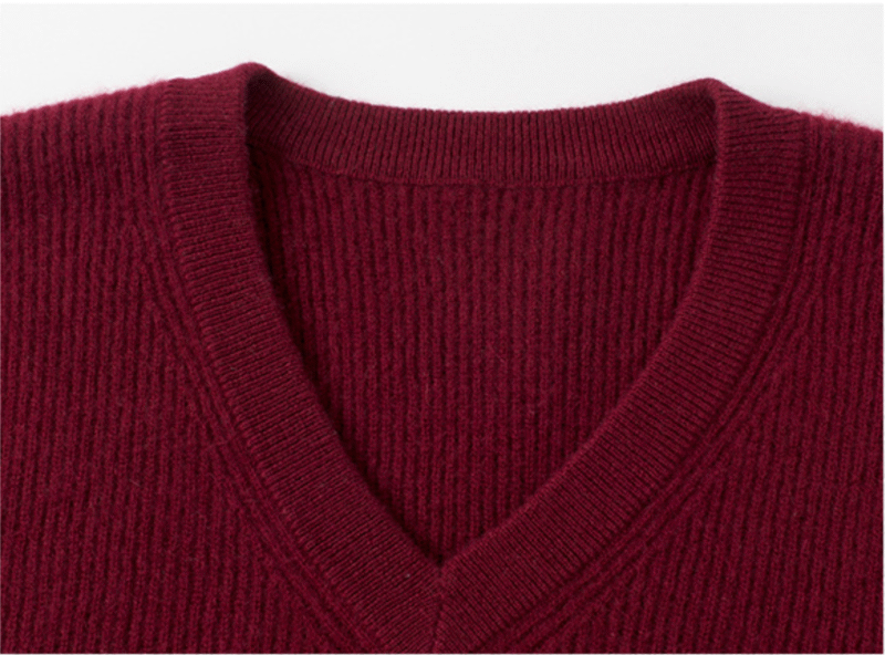 Men’s Burgundy Premium Cashmere V-Neck