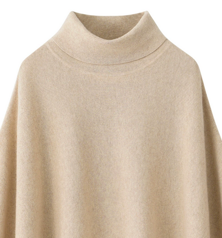 100% Premium Cashmere Beige Poncho