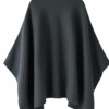 100% Premium Cashmere Dark Grey Poncho