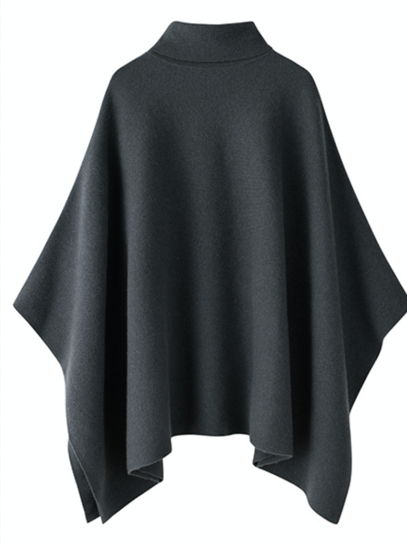 100% Premium Cashmere Dark Grey Poncho