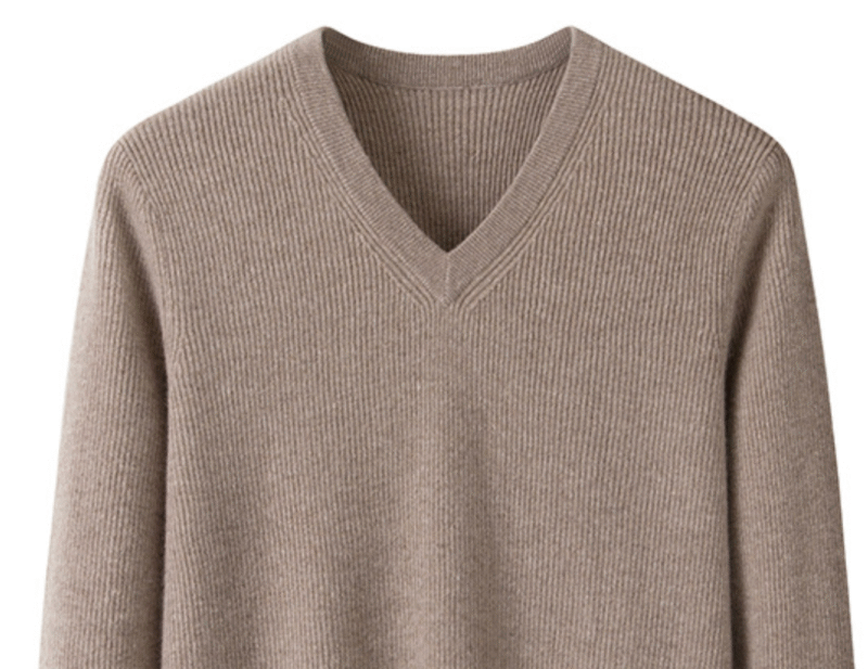 Men’s Camel Pure Cashmere V-Neck