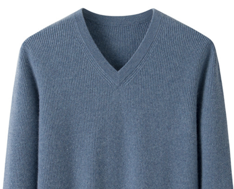 Men’s Blue Pure Cashmere V-Neck